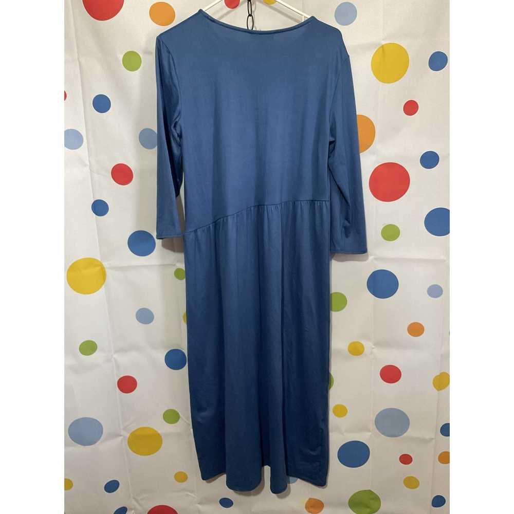 Serengeti Casual Blue Midi Dress size Medium 3/4 … - image 5