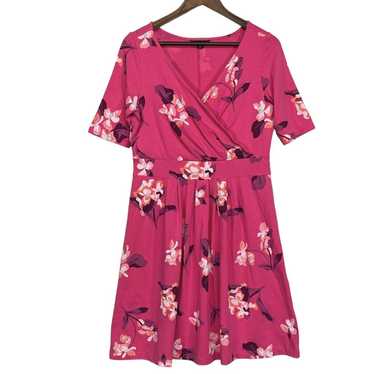 Lands' End Pink Floral Mini Dress Women Size M 10… - image 1