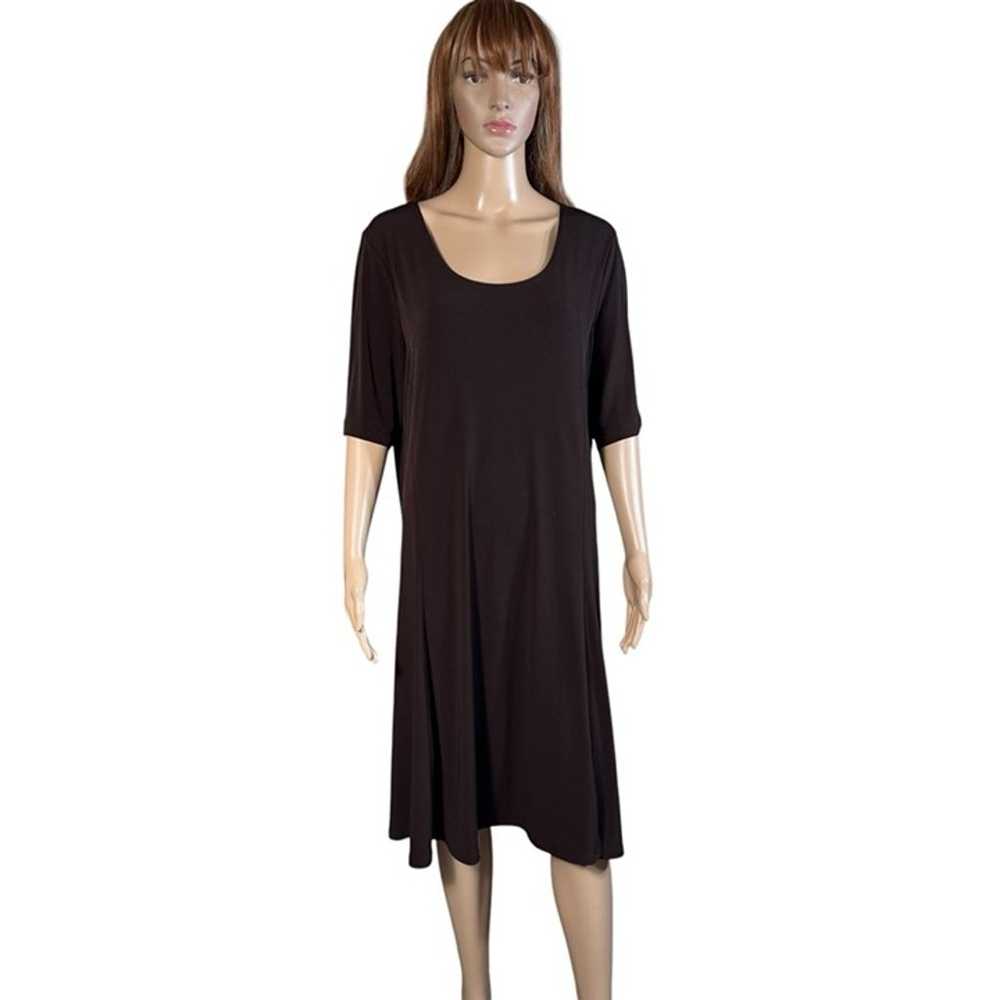 Susan Graver Liquid Knit Brown Short Sleeve Dress… - image 1