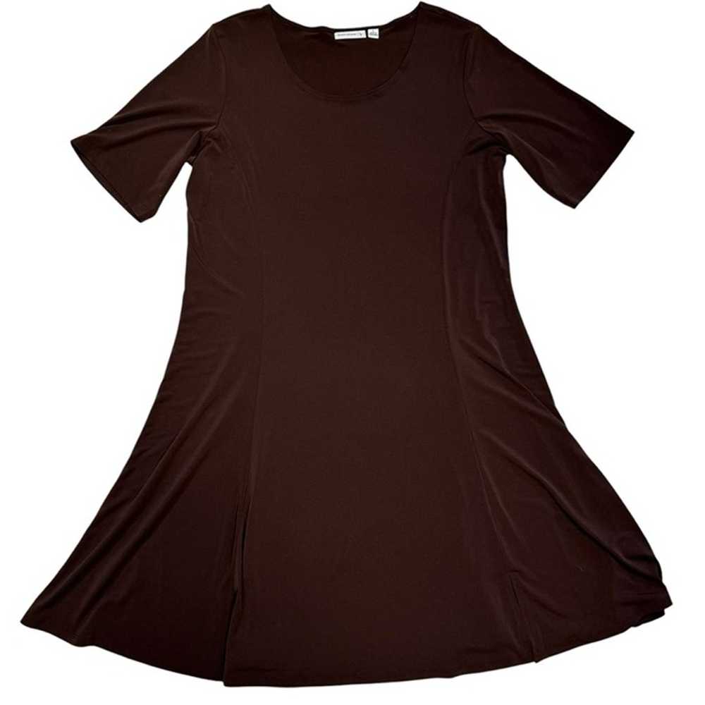 Susan Graver Liquid Knit Brown Short Sleeve Dress… - image 5