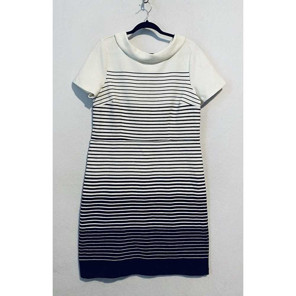 Talbots Dress Womens 16 White Black Ombre Striped… - image 1