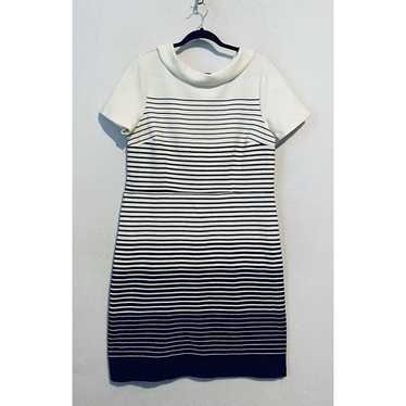 Talbots Dress Womens 16 White Black Ombre Striped… - image 1