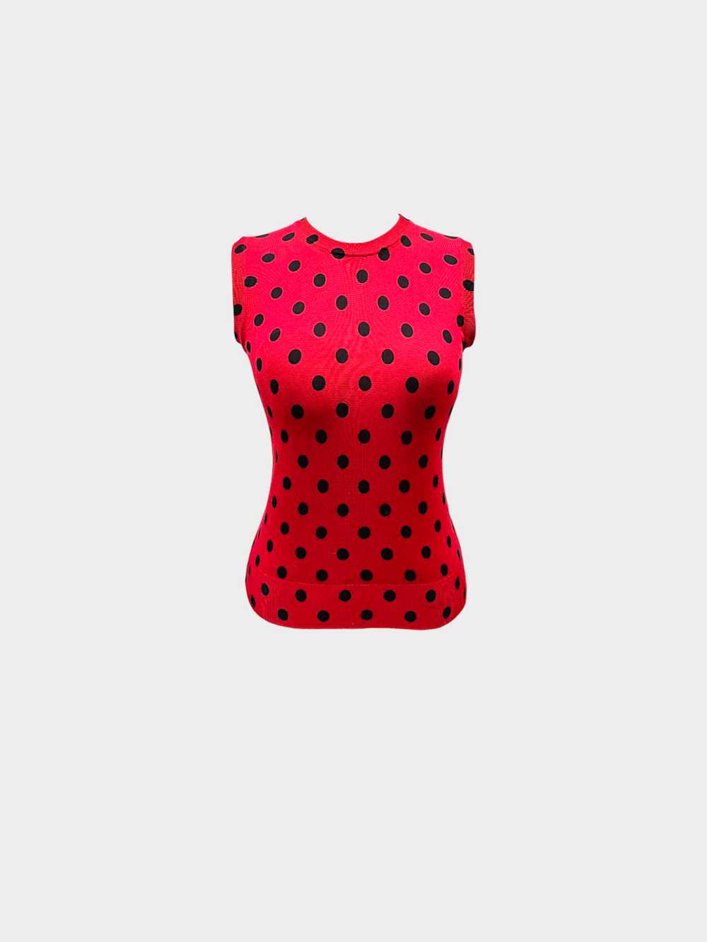 Dolce and Gabbana 2014 Red Silk Knit Polka Dot Ca… - image 3