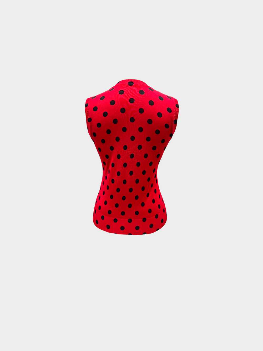 Dolce and Gabbana 2014 Red Silk Knit Polka Dot Ca… - image 4