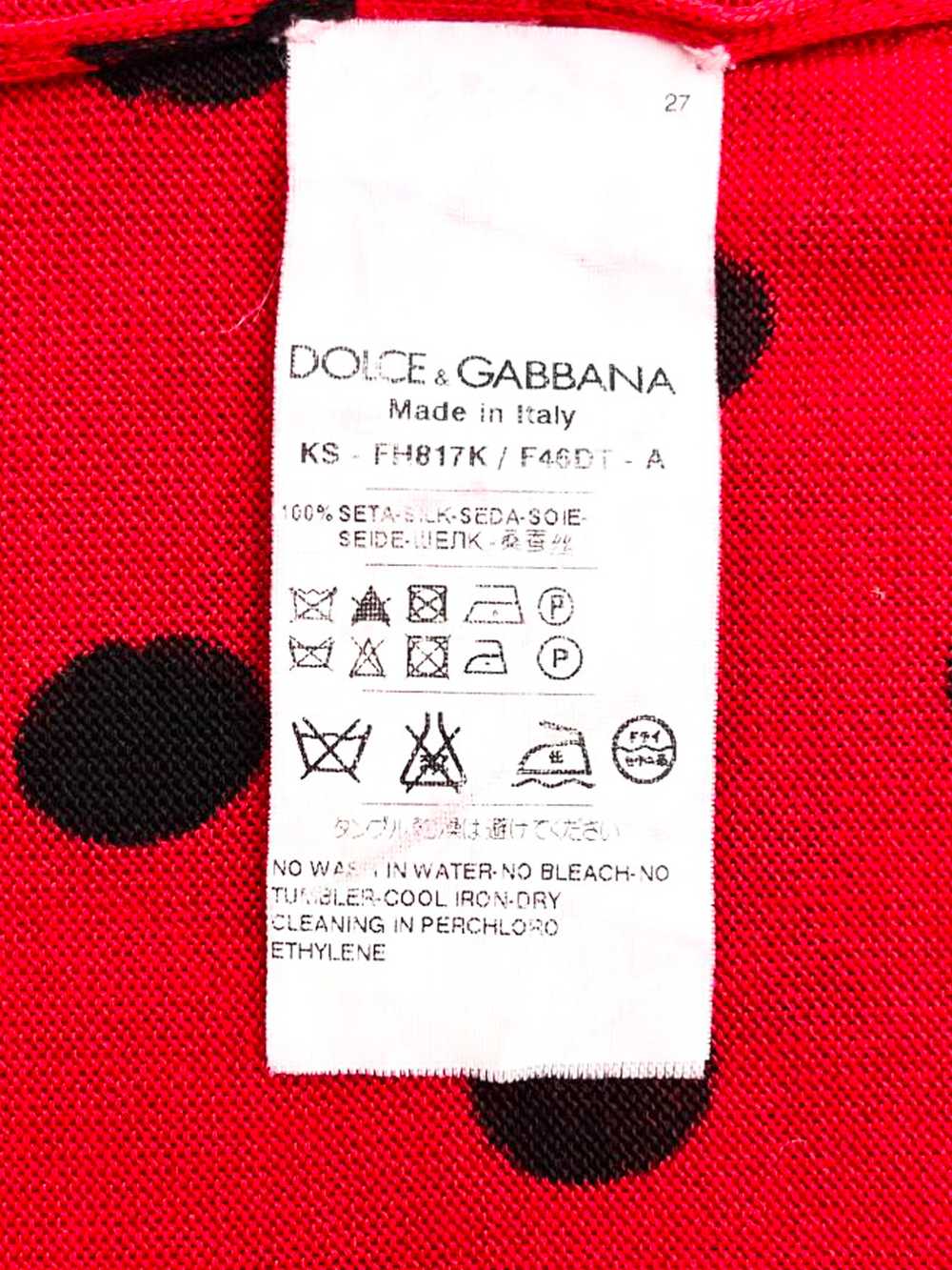 Dolce and Gabbana 2014 Red Silk Knit Polka Dot Ca… - image 6