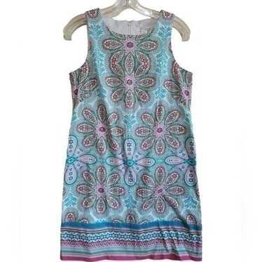 London Times  Blue Pink Green Sleeveless  Dress w… - image 1