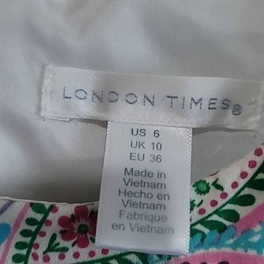 London Times  Blue Pink Green Sleeveless  Dress w… - image 8