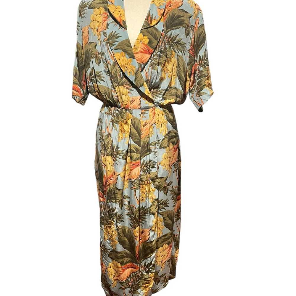 Womens Silk Hawaiian Dress Gillian Sleeves Tropic… - image 1