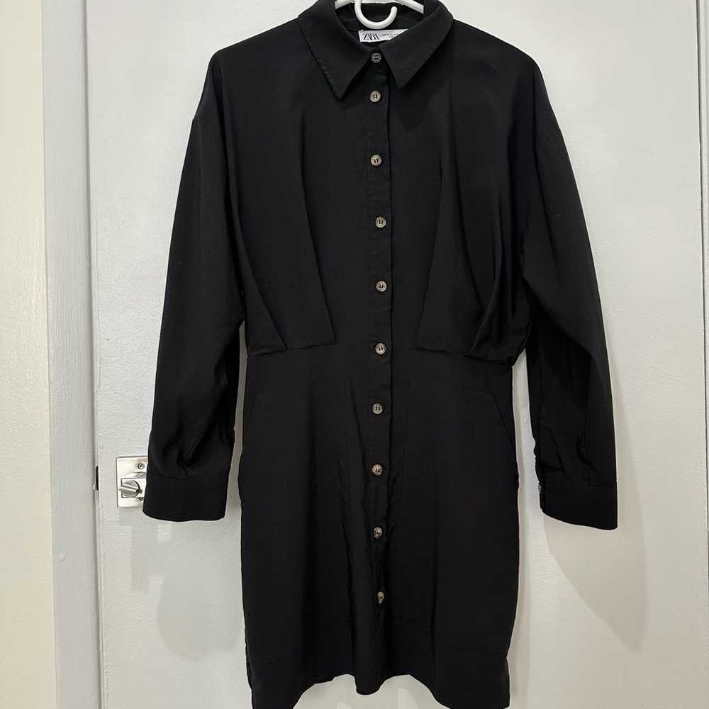 Zara Black Shirt Mini Dress Medium - image 1