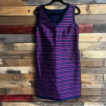 Talbots Purple And Blue Stripe Dress Size 8 - image 1