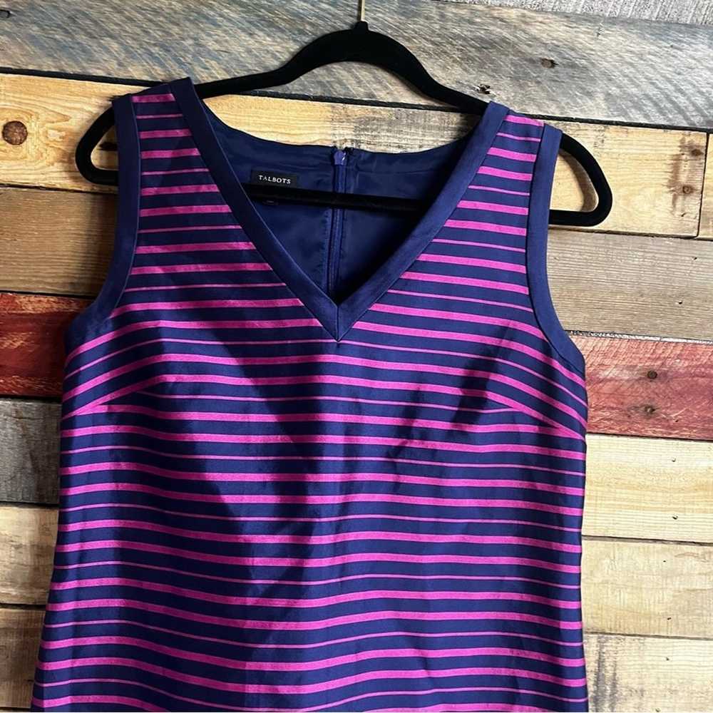 Talbots Purple And Blue Stripe Dress Size 8 - image 3