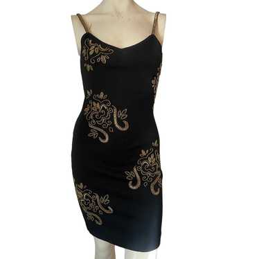 Vintage Dress Black Mini, Beaded, Knit, The Limit… - image 1