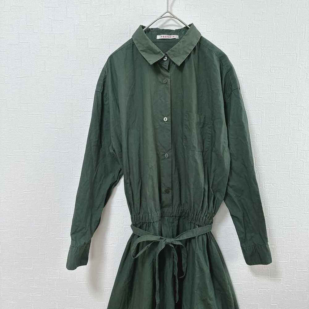 Preferral [40] Long shirt dress Waist ribbon Rubb… - image 2