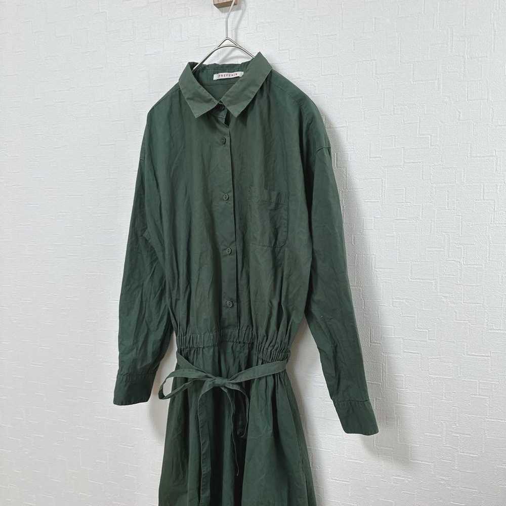 Preferral [40] Long shirt dress Waist ribbon Rubb… - image 4