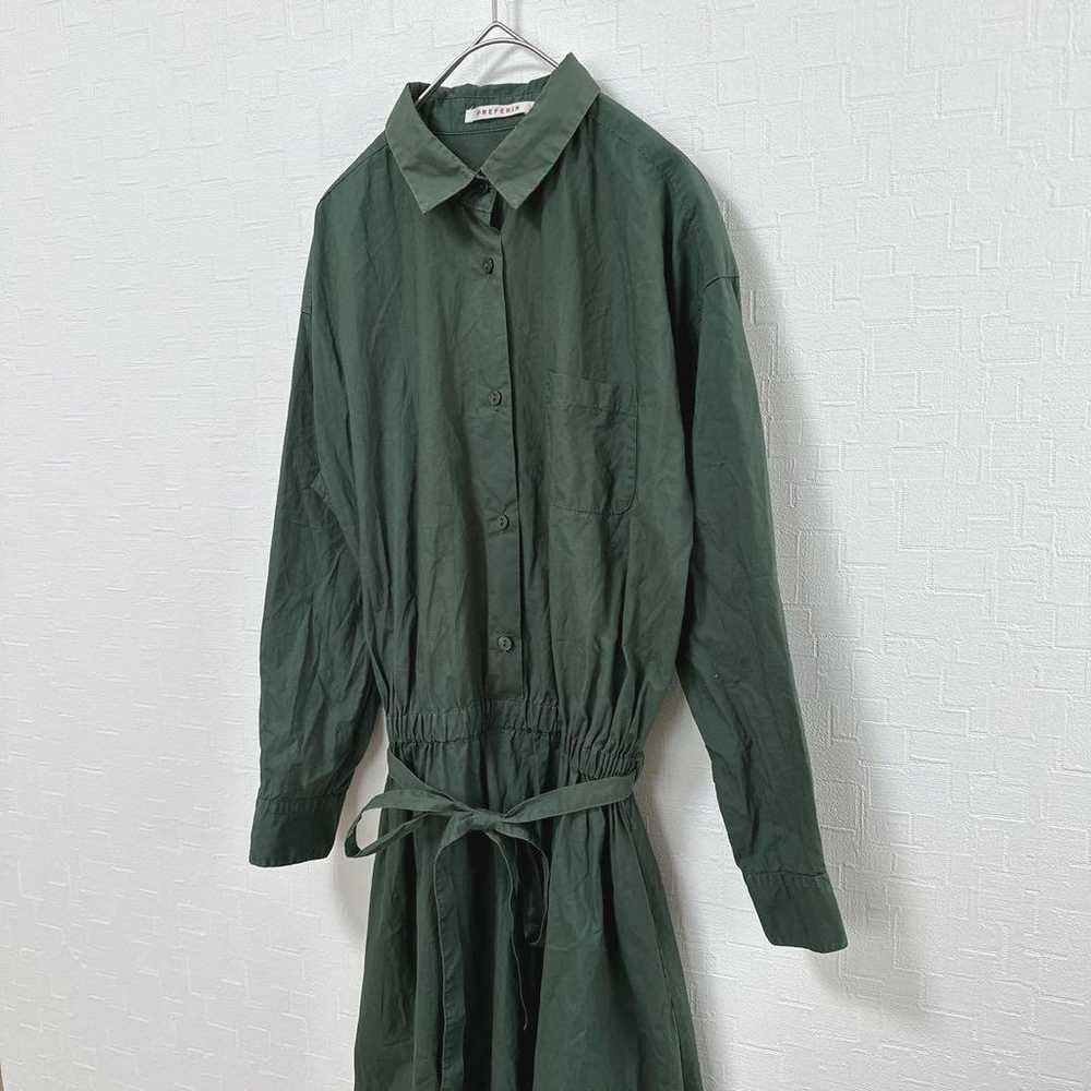 Preferral [40] Long shirt dress Waist ribbon Rubb… - image 5