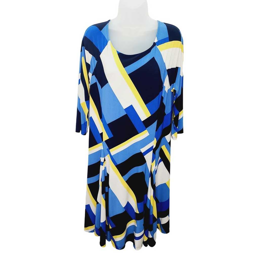 Lauren Ralph Lauren Retro Geometric Blue & Yellow… - image 1