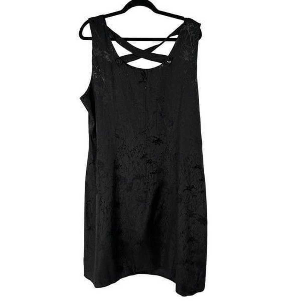 Vintage Black Matte Floral Sleeveless Dress - image 1