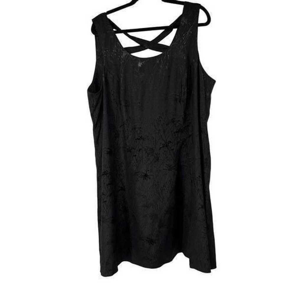 Vintage Black Matte Floral Sleeveless Dress - image 2