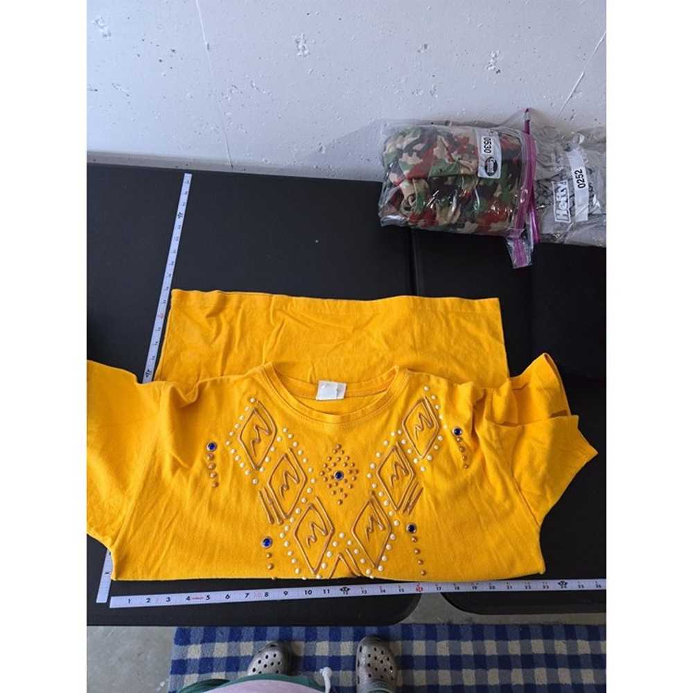 Vintage Yellow Puff Paint T-Shirt One Size 80s 90… - image 6