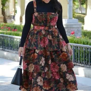 Fall Floral Tiered Midi Dress