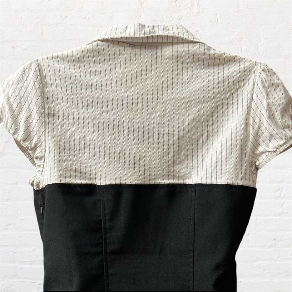 Y2K Black White Red Pinstripe Top Blouse Retro Se… - image 6