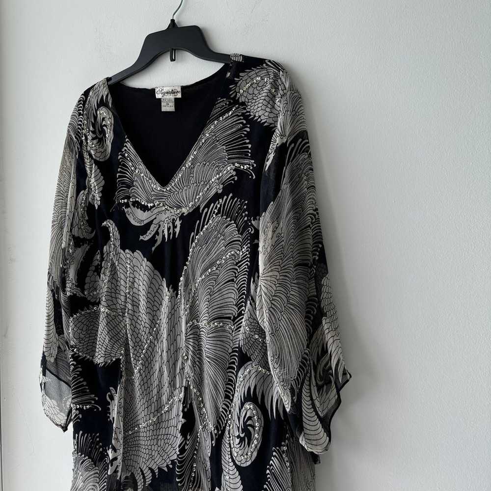 Vintage Signature JMB Blouse Black Silver Sequin … - image 4