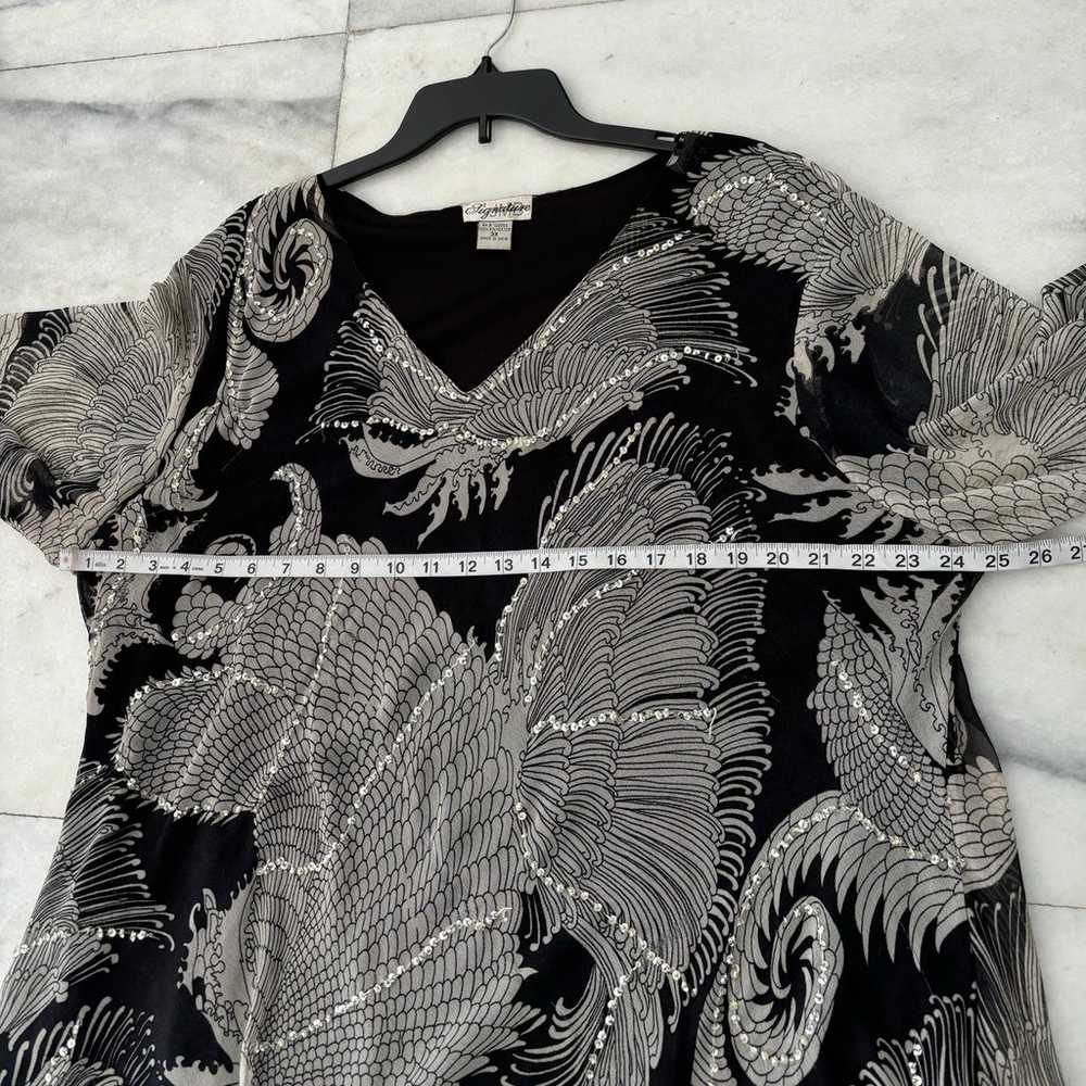 Vintage Signature JMB Blouse Black Silver Sequin … - image 7