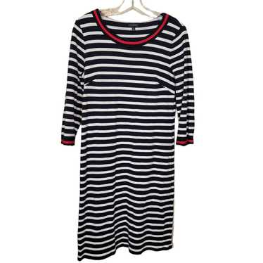 Talbots Striped Jersey Knit Dress Blue and White S