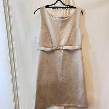 FAS Beige Sleeveless Dress with Belt, Knee-Length - image 1