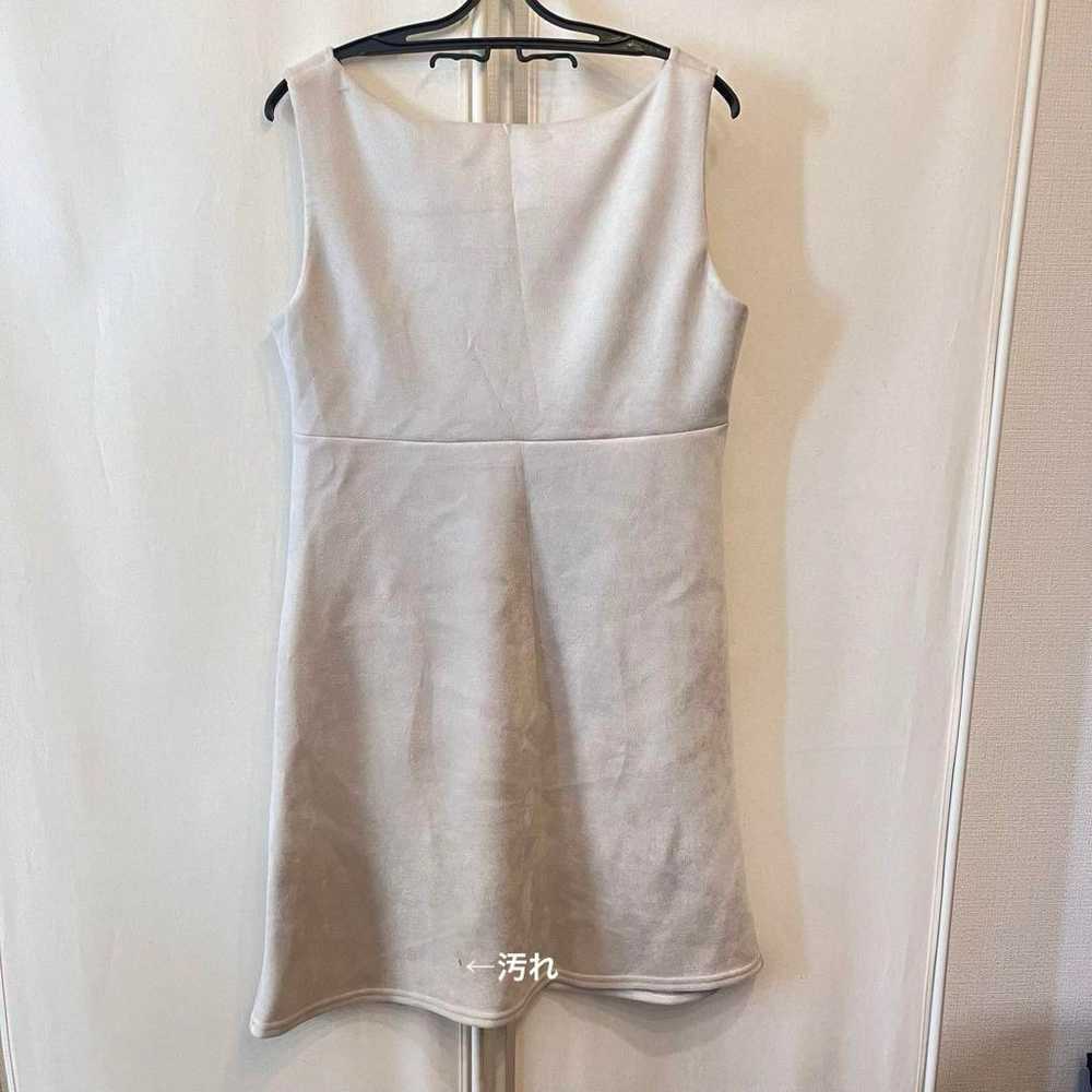 FAS Beige Sleeveless Dress with Belt, Knee-Length - image 3