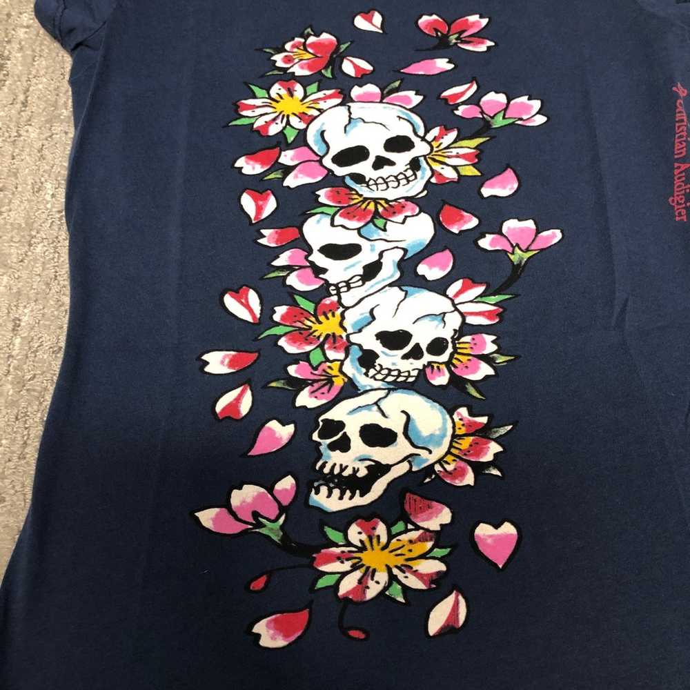 Vintage Y2K Ed Hardy Skull Flower T-Shirt Women’s… - image 5