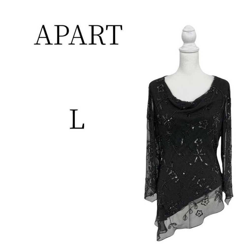 APART Apartment Black Beaded Floral Tunic L - image 1