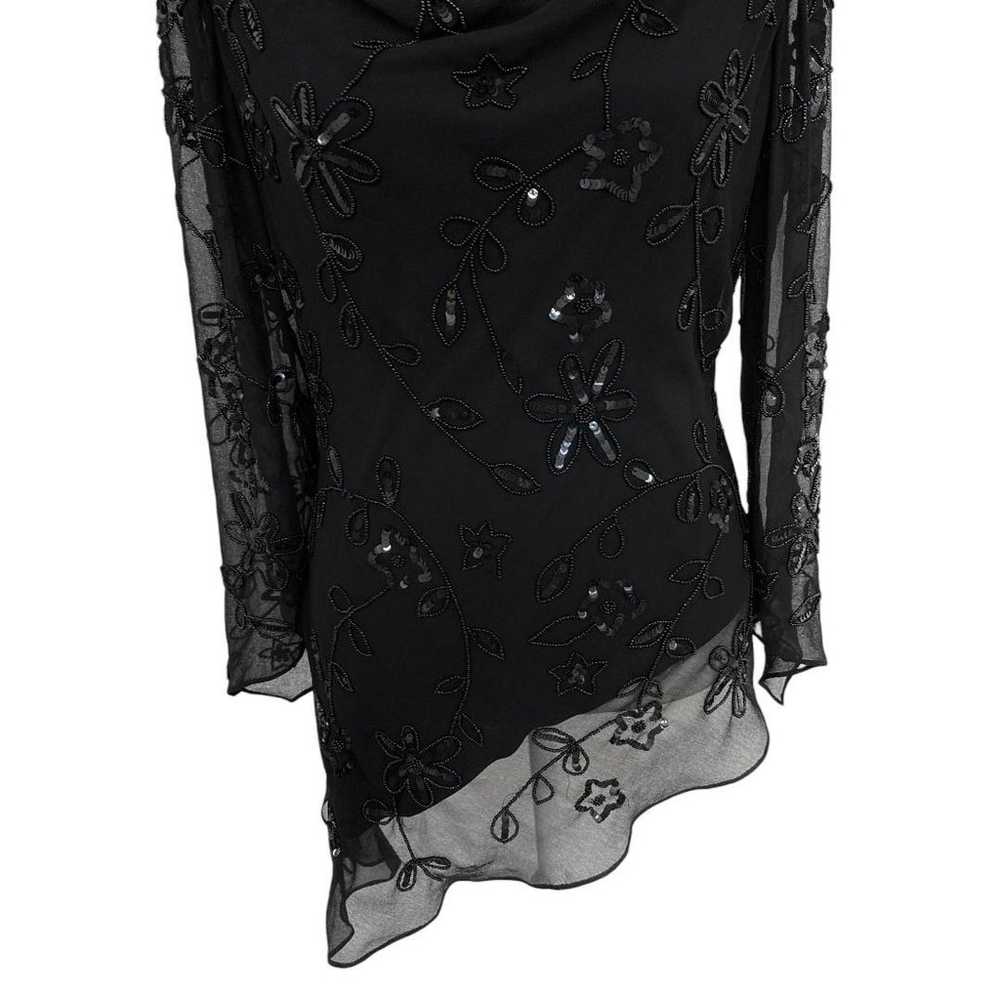 APART Apartment Black Beaded Floral Tunic L - image 4