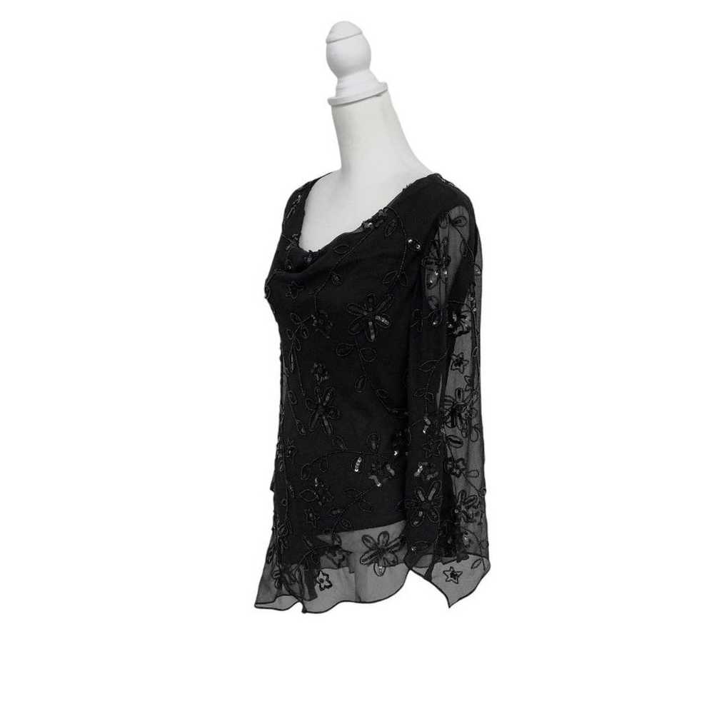 APART Apartment Black Beaded Floral Tunic L - image 8