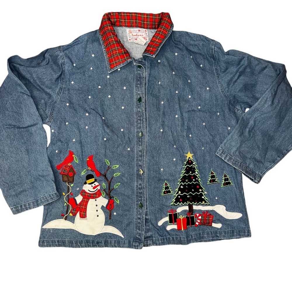 Vintage Tantrums women denim Christmas snowmen th… - image 1