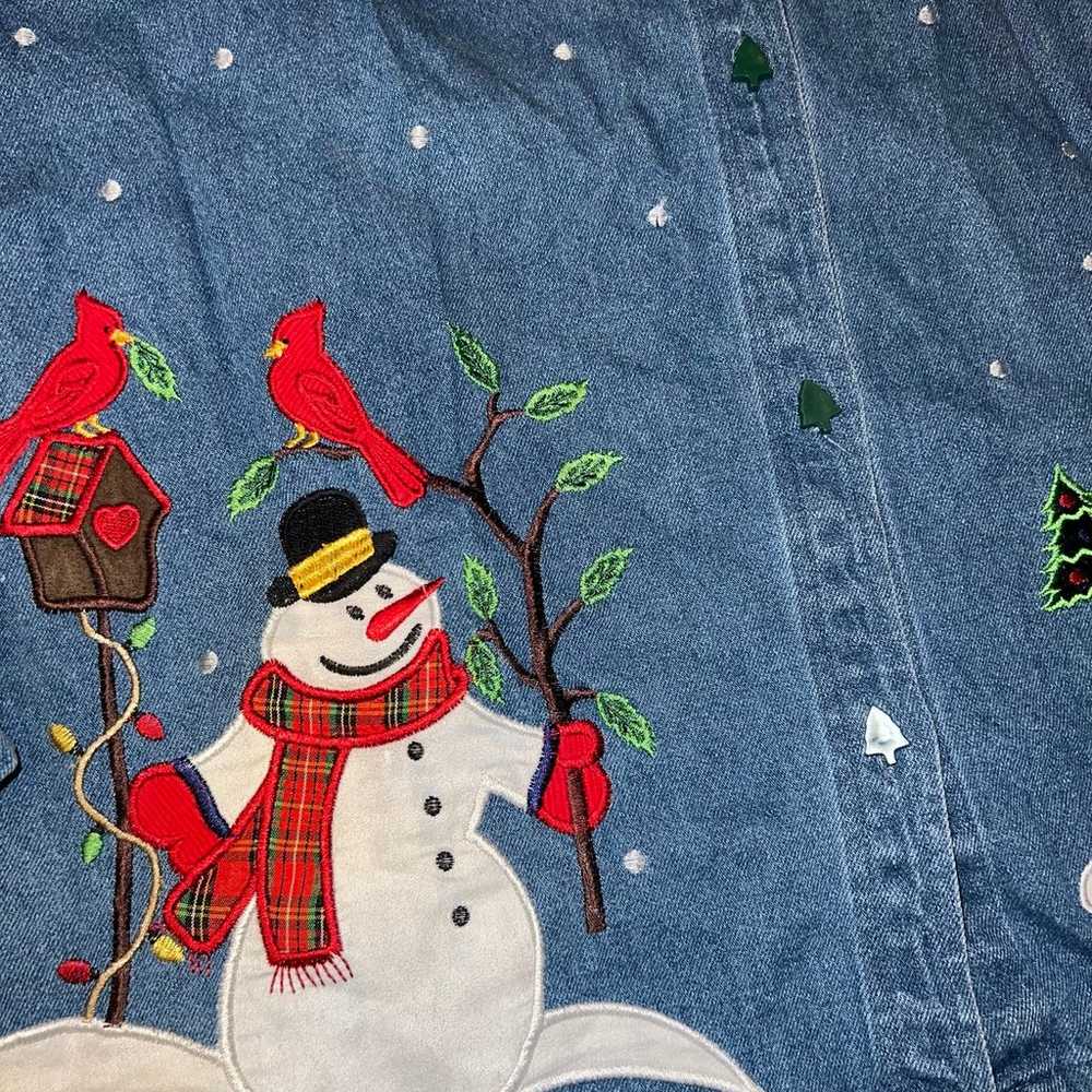 Vintage Tantrums women denim Christmas snowmen th… - image 6