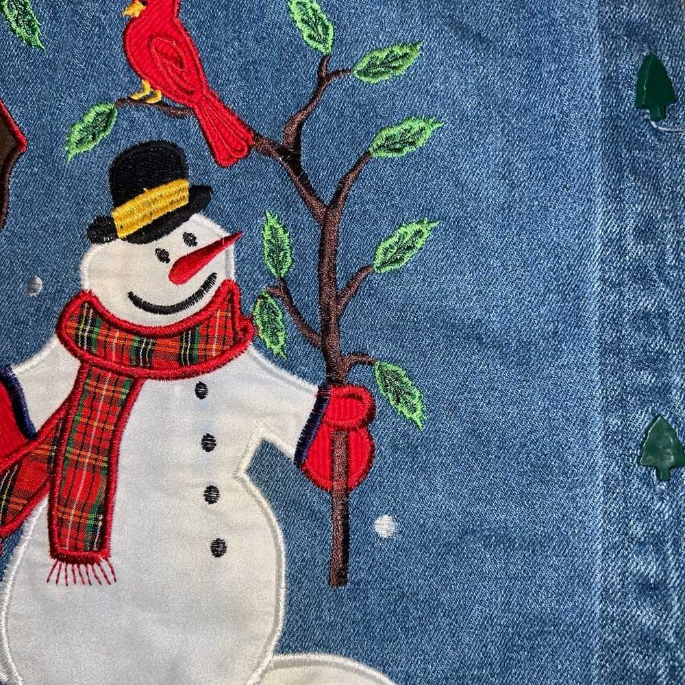 Vintage Tantrums women denim Christmas snowmen th… - image 7