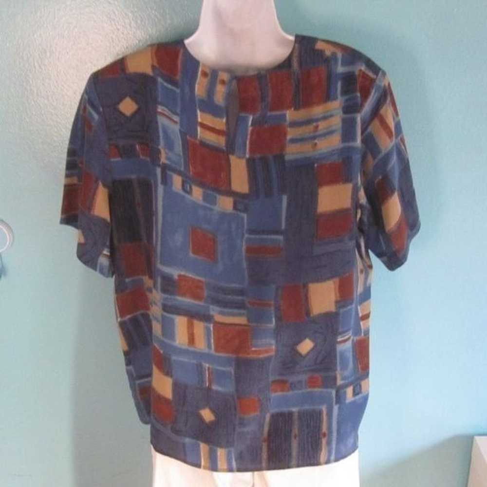 Vintage Silk Blouse 80's Size L - image 7