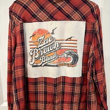 The ZAC BROWN BAND tshirt Upcycled flannel XXL - image 1