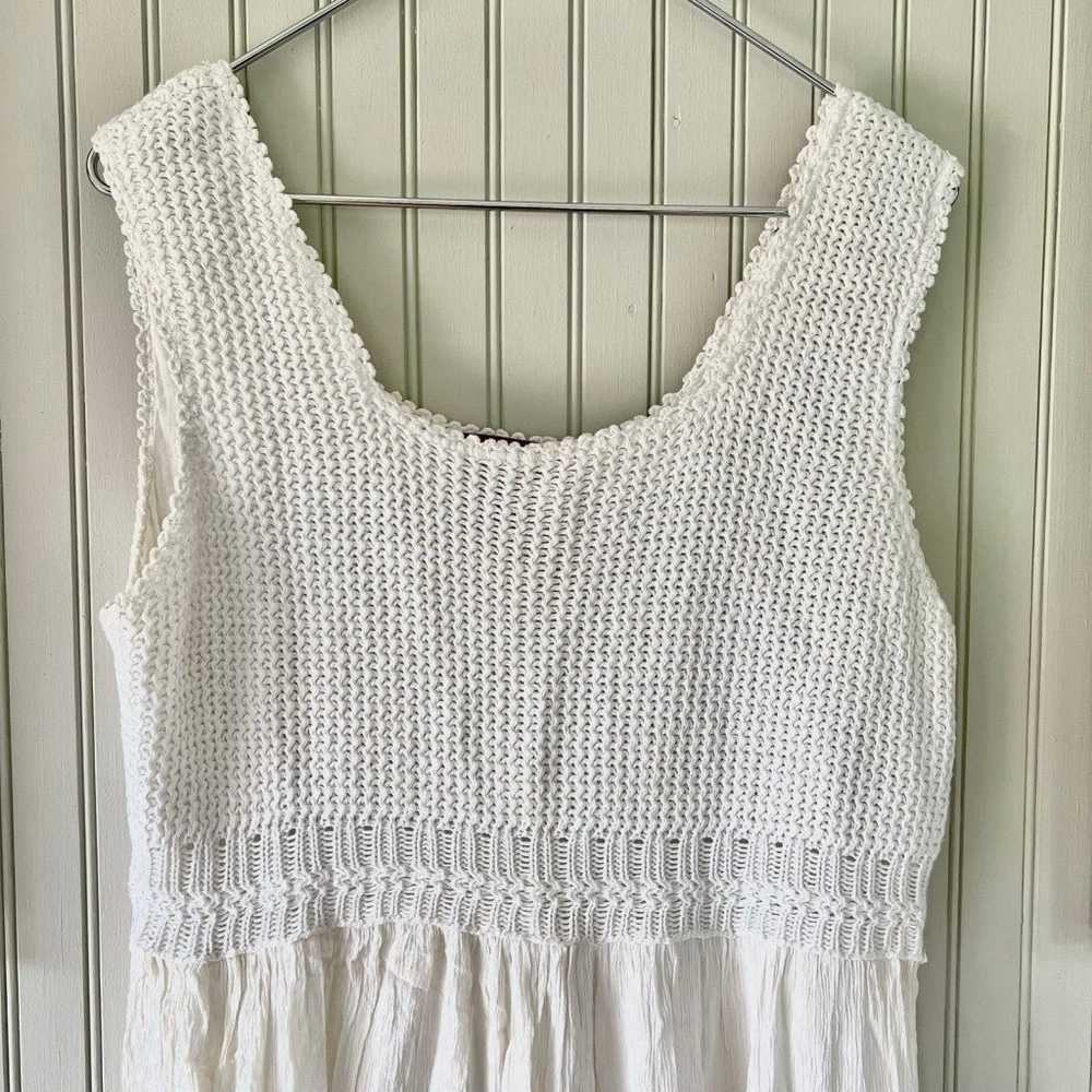 Mix Nouveau Crochet Knit Ivory Sleeveless Midi Dr… - image 2