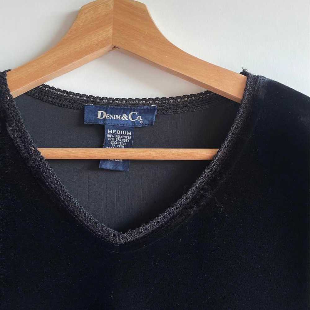 90s V-neck velour top in black by Hooked Itimi. - image 2