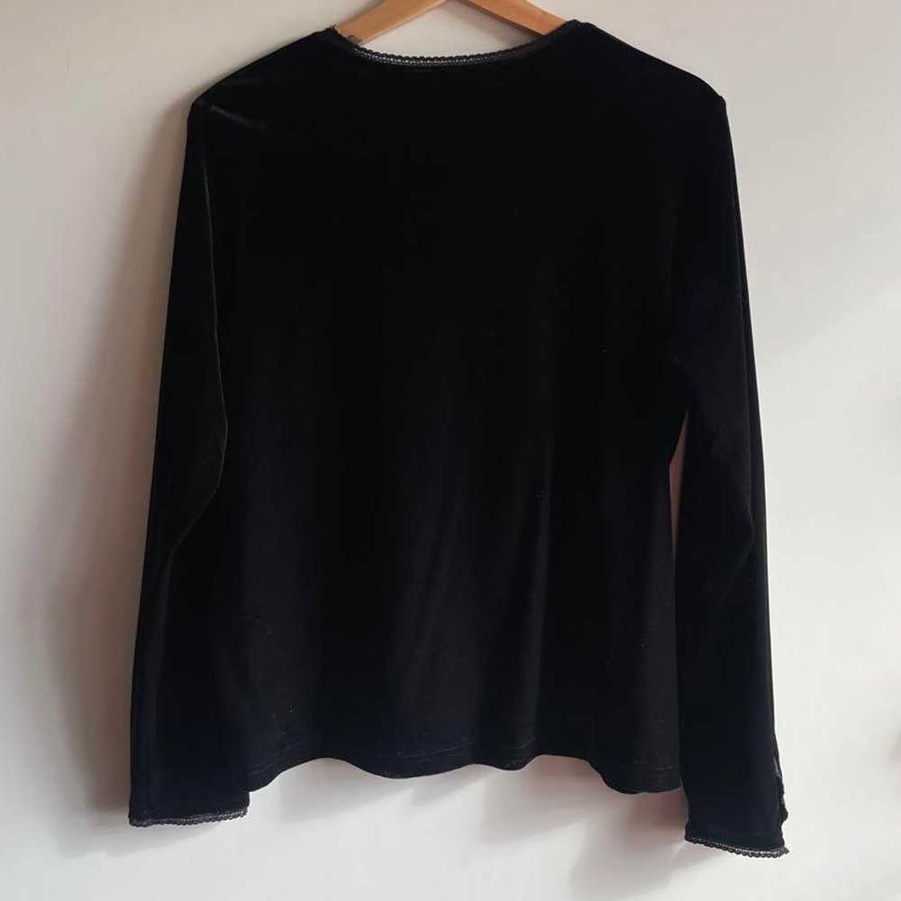 90s V-neck velour top in black by Hooked Itimi. - image 5