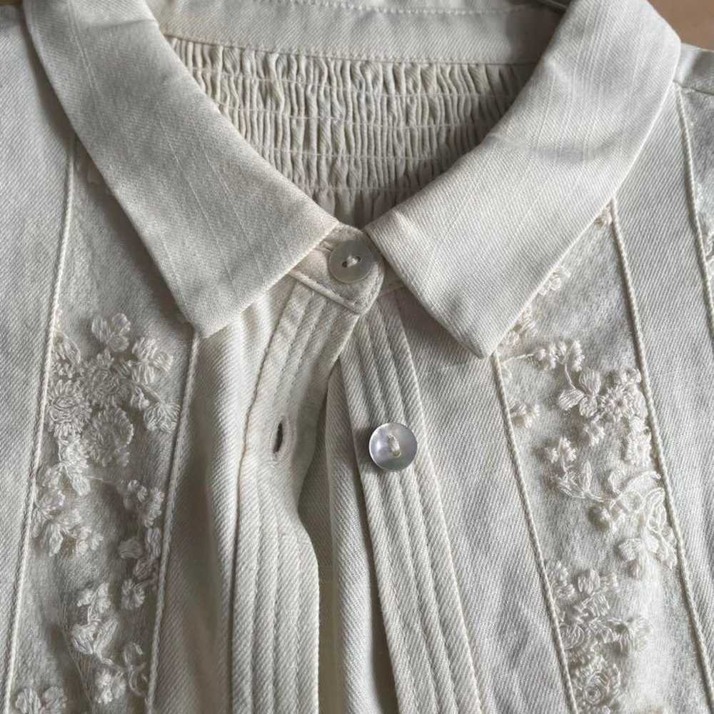 AMERI VINTAGE Ivory Embroidered Long Sleeve Shirt - image 5