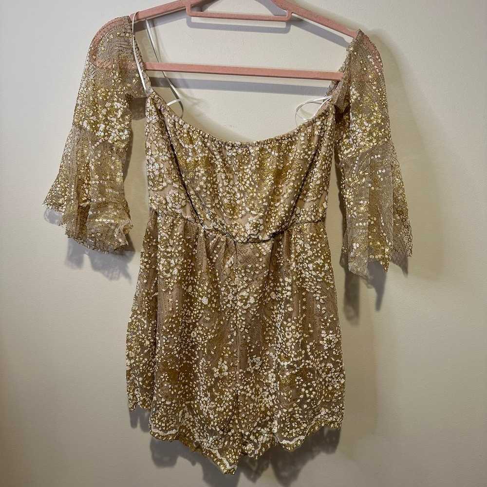 hello molly gold glitter romper size small - image 1