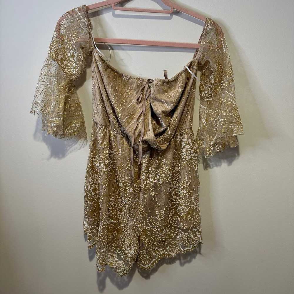 hello molly gold glitter romper size small - image 2