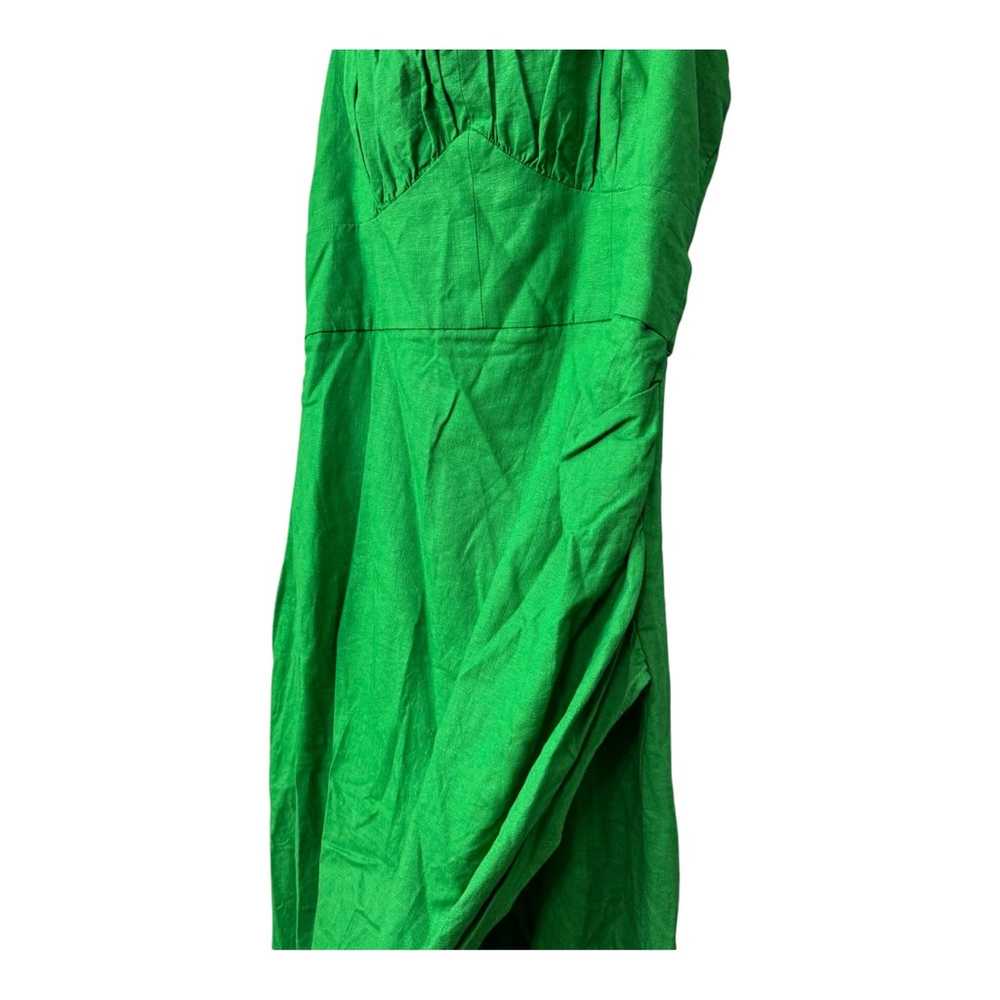 Zara Ruched Linen Blend Midi Dress in Kelly Green… - image 7