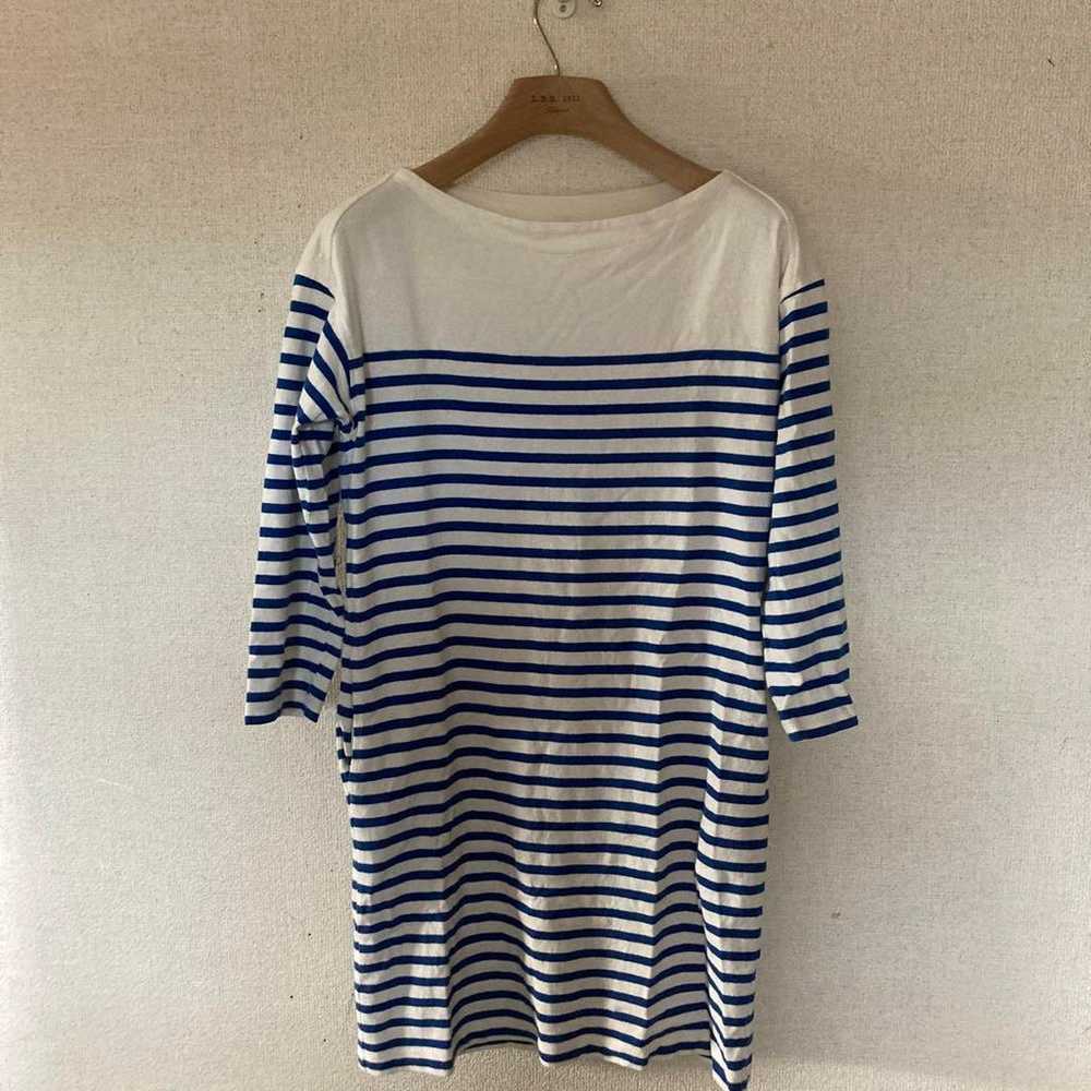 White and blue striped seven-quarter sleeve dress. - image 2