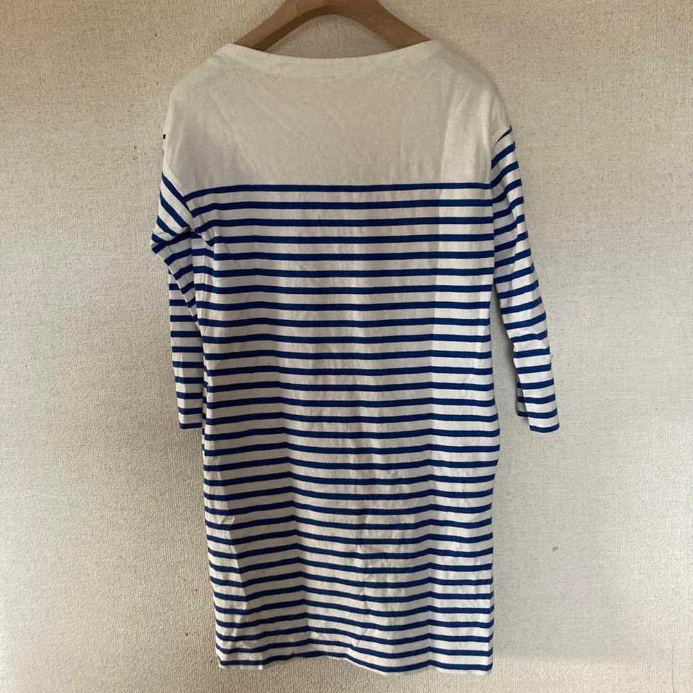 White and blue striped seven-quarter sleeve dress. - image 3