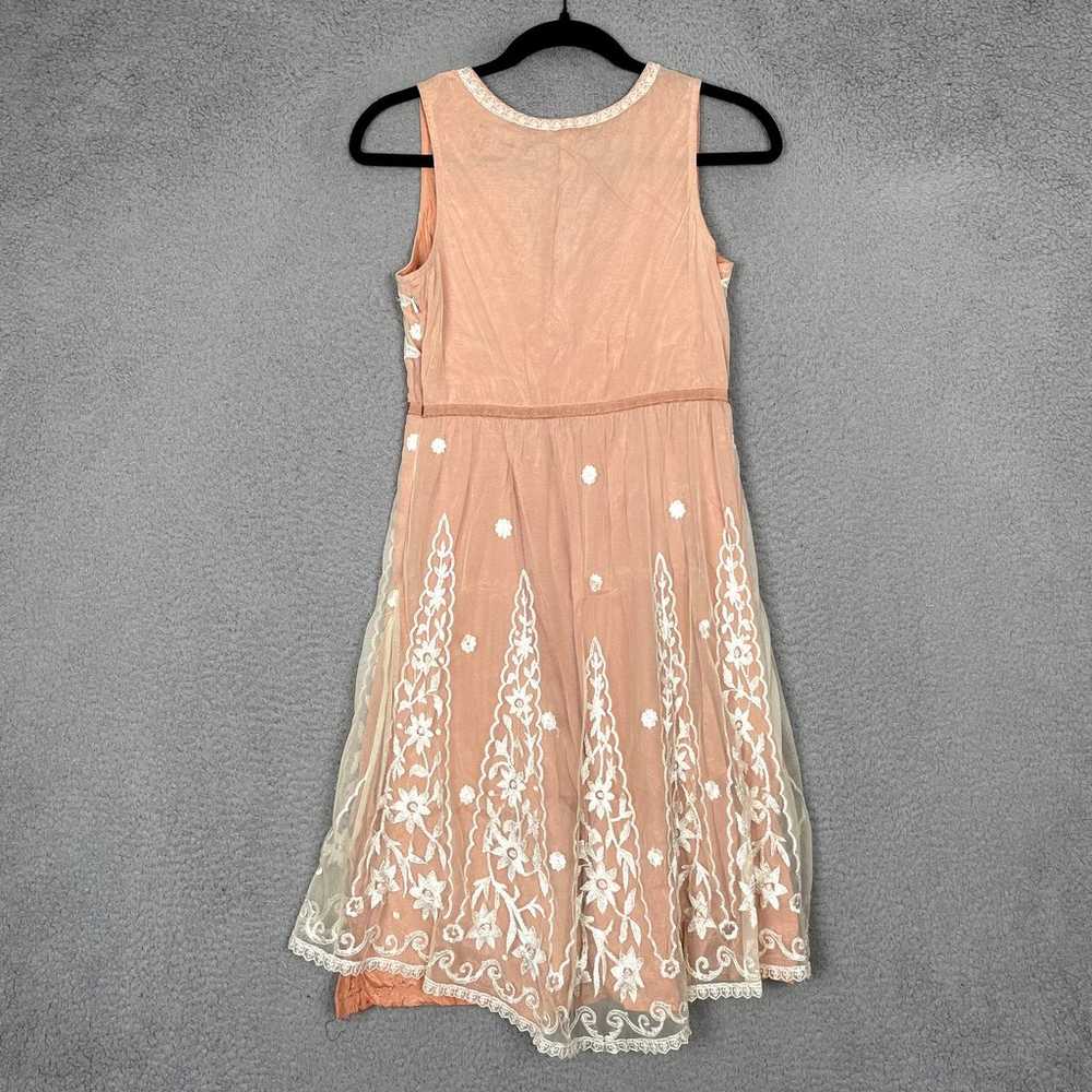 Odille Dress Womens 4 Orange Cream Lace Faux Wrap… - image 3