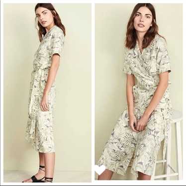 Habitual Linen Tropical Print Safari Wrap Dress